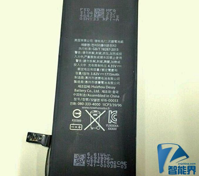 悲?。篿Phone 6s 電池容量或只有1715毫安